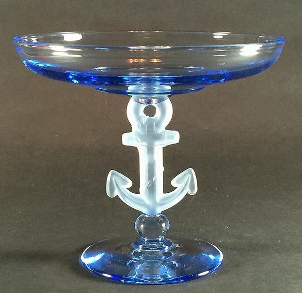 Blue nautical glass compote