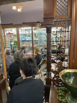 Participants at a museum glass activity